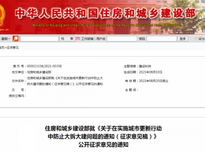住建部：防止城市更新行动中大拆大建确保住房租赁市场供需平稳