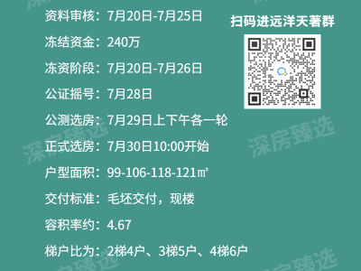 远洋天著爆料开盘流程（下文附价格表）