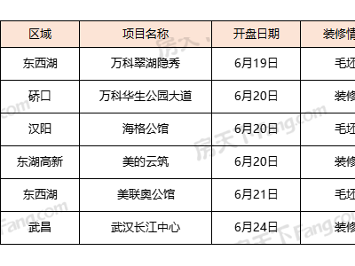武汉上周6盘入市5盘均为平推